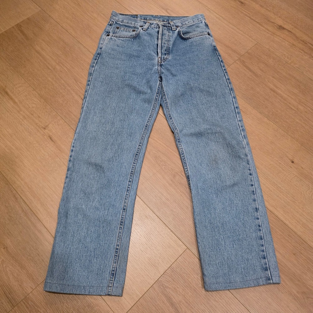 VTG Rifle Mens Jeans Fits 28x27 Light Wash Straight Leg Button Fly Made in Italy